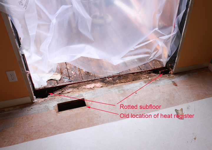 Floor is rotted - needs to be removed